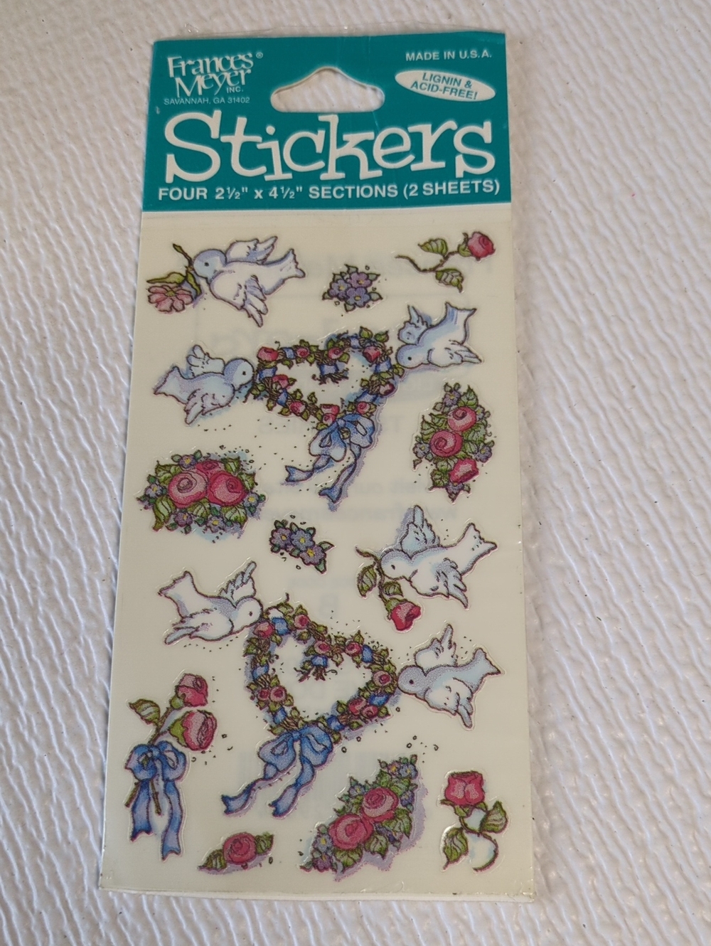 🏵️Frances Meyer NWT White Dove, Love and Floral Stickers - Sealed Package